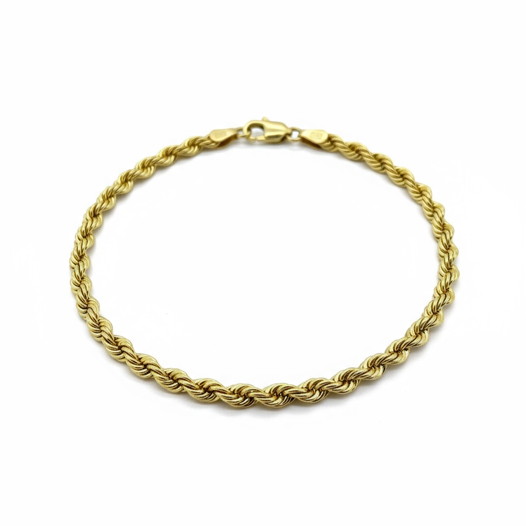 Anklets Torzal 14 KT Hollow Size 10''*3.2mm Weight 3.4gm