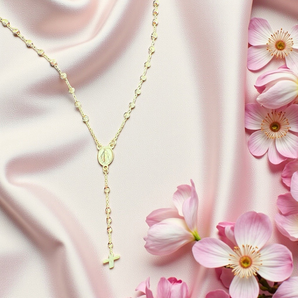 Rosary crucifix necklace Rosary 10k Hollow Size 16'' Weight 3.1gm