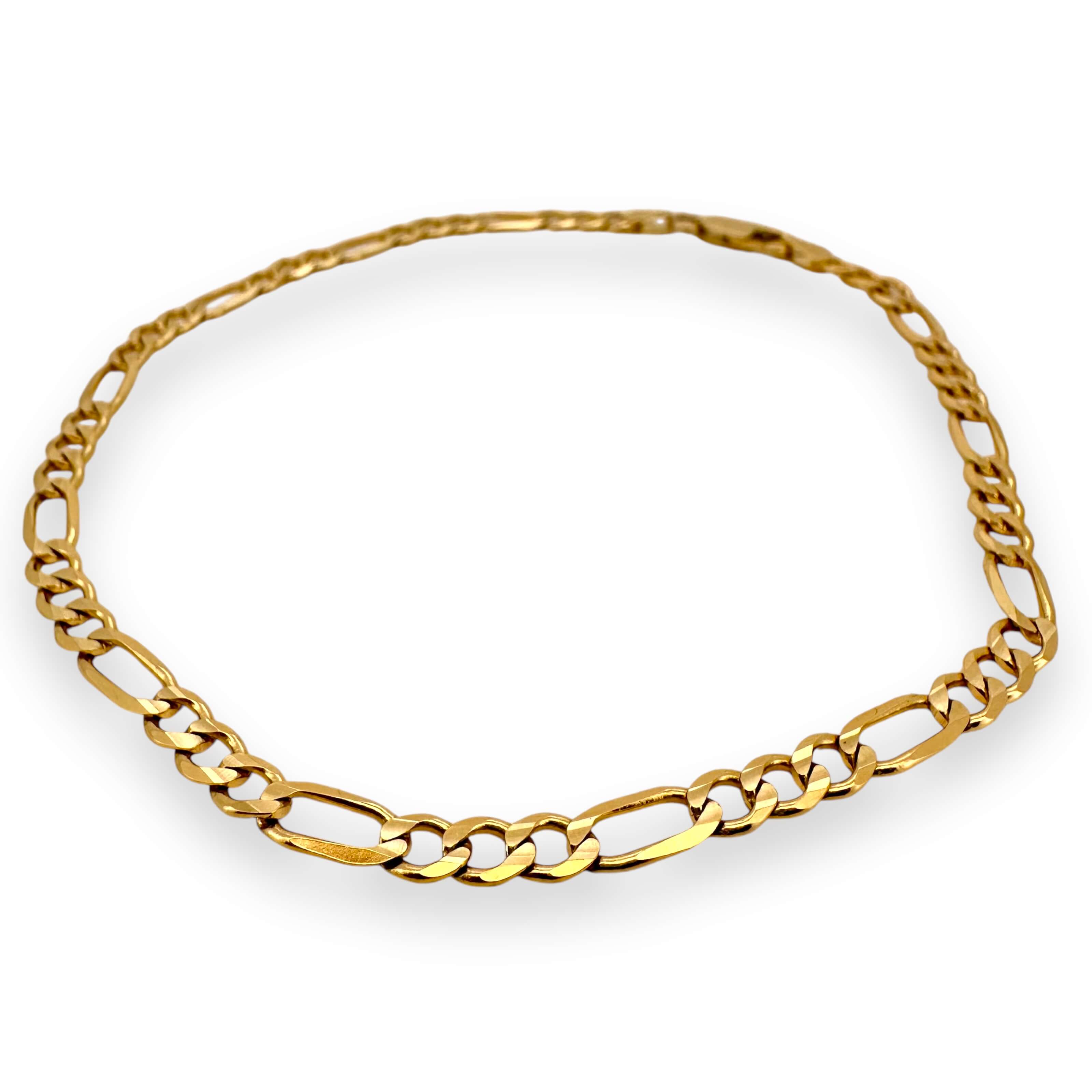 Anklets Figaro 14 KT Solid gold Size 10"*4.26mm Weight 6.4gm
