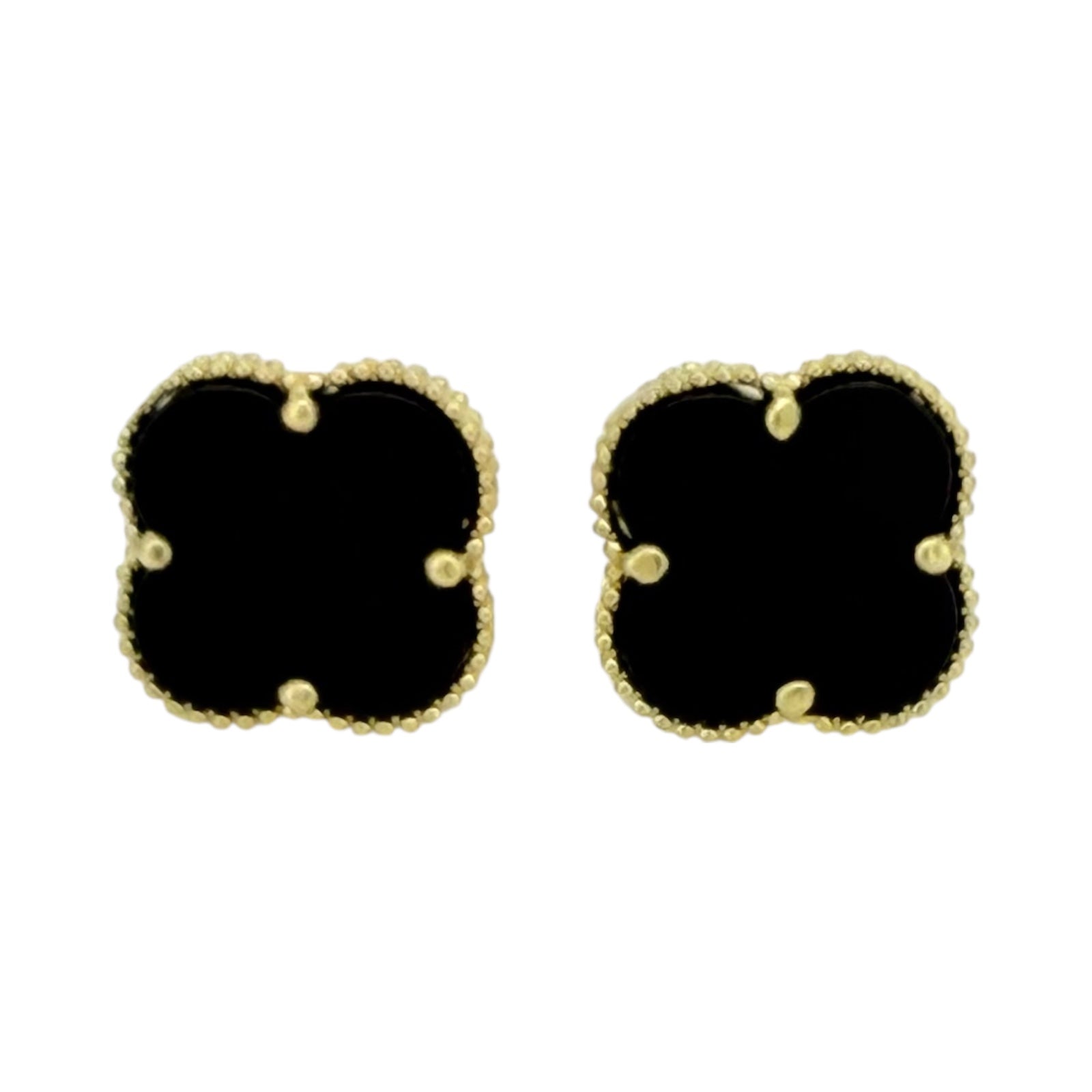 Earrings Black flower 10k Weight 2.2gm