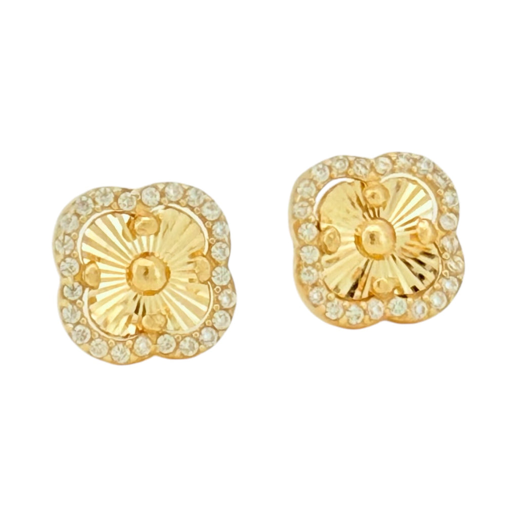 Earrings Golden flower 14 KT zicornia Weight 2.6gm