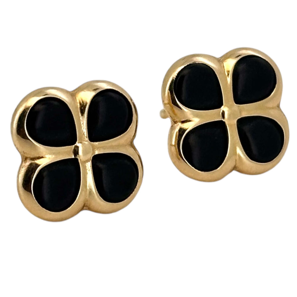 Earrings Black flower 14 KT Weight 2.2GM