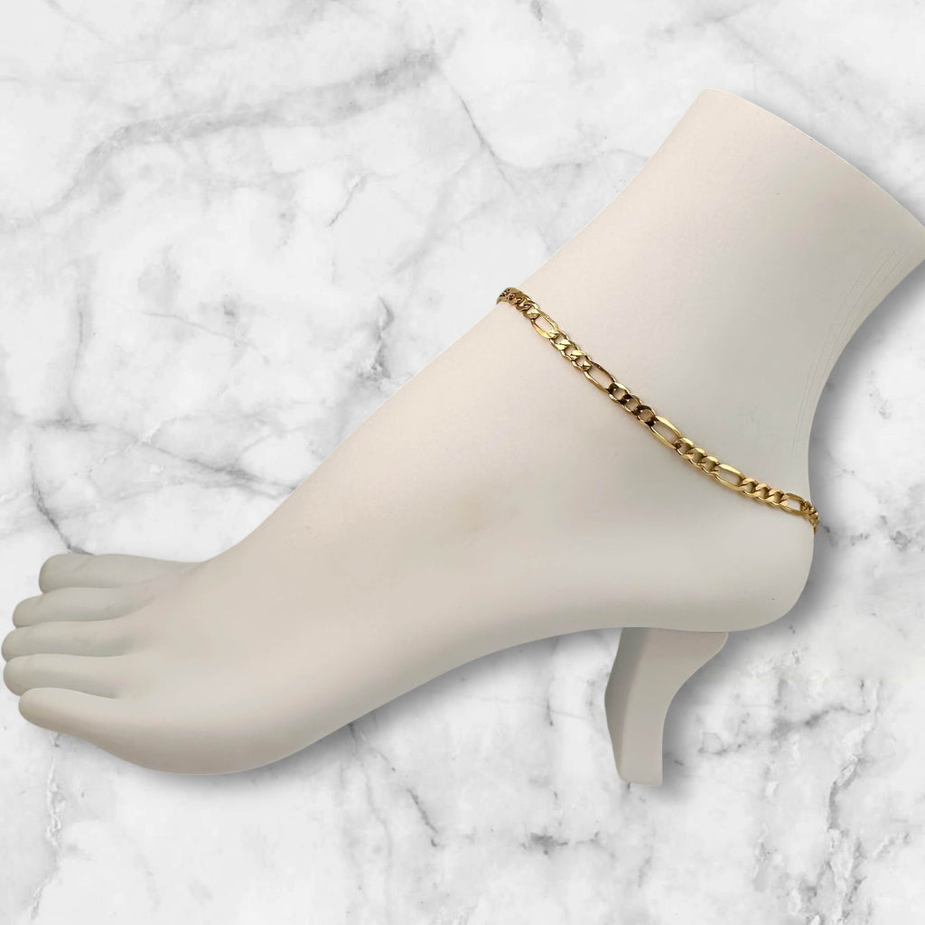 Anklets Figaro 14 KT Solid gold Size 10"*4.26mm Weight 6.4gm