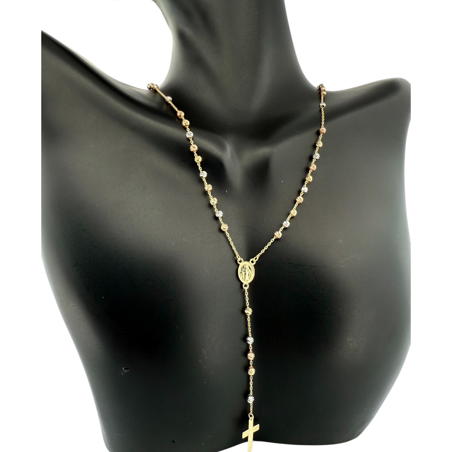 Rosary crucifix necklace Rosary 14 KT Hollow Size 16'' Weight 4.5gm
