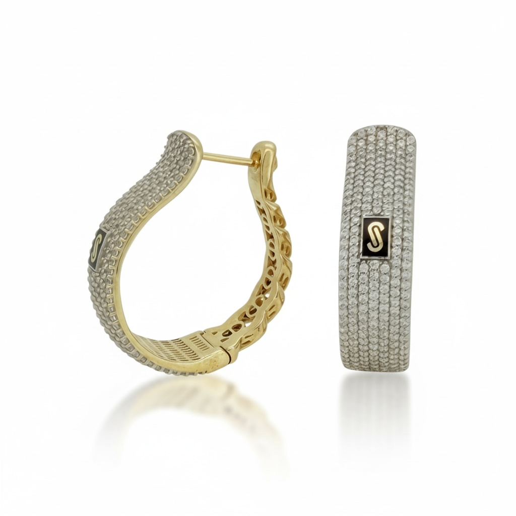 Earrings Monaco chain 10k Hollow Weight 9.5gm