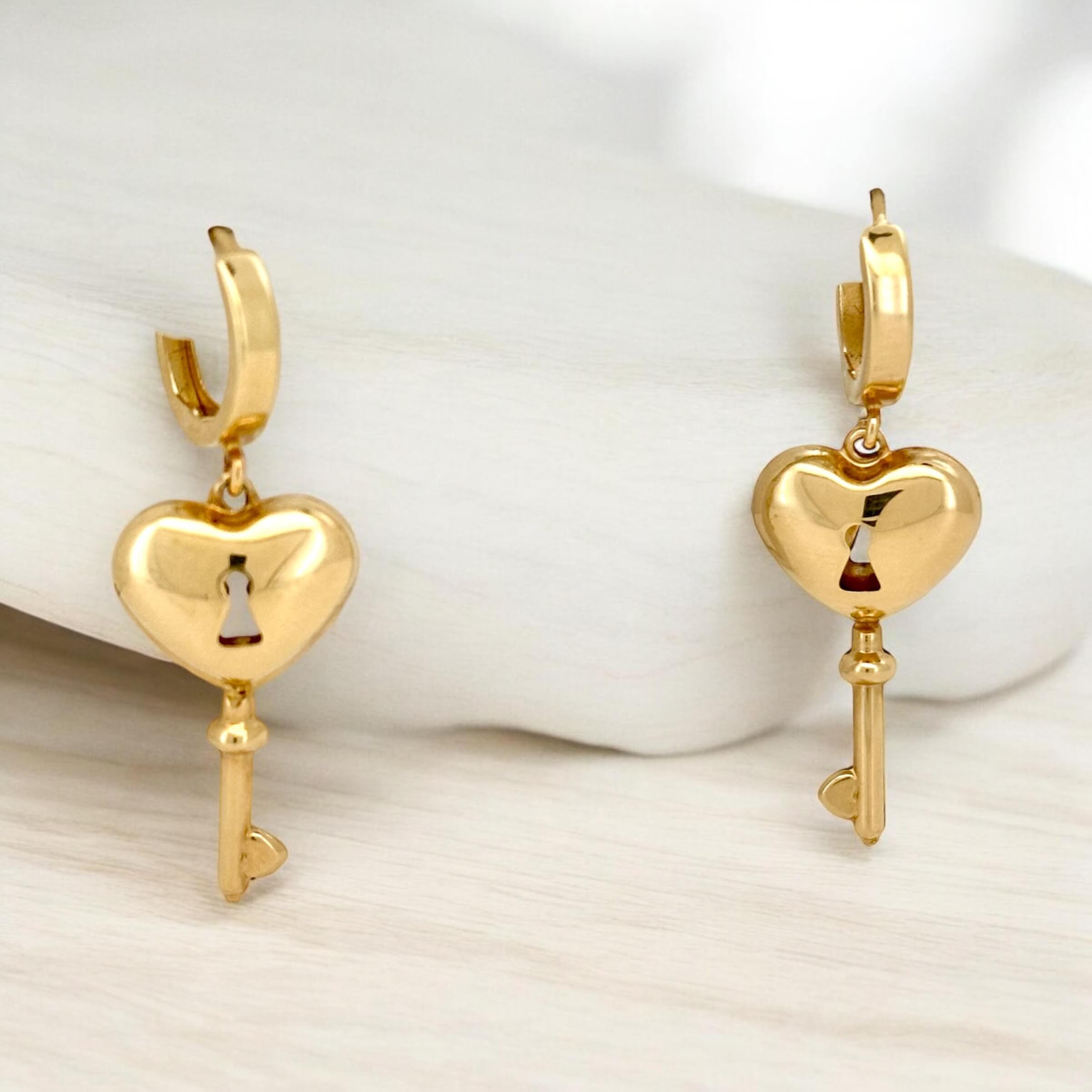 Earrings Key 14 KT Hollow Weight 3GM