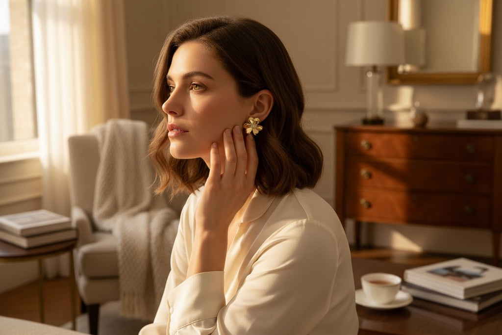 Earrings Flower 10k zicornia Weight 1.6gm