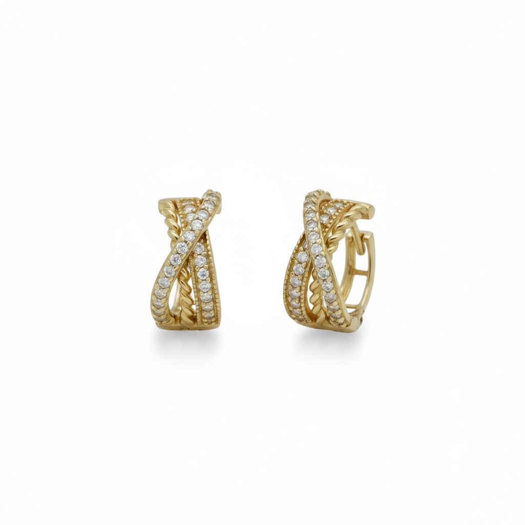 Earrings boy 14 KT zicornia Weight 2.4gm